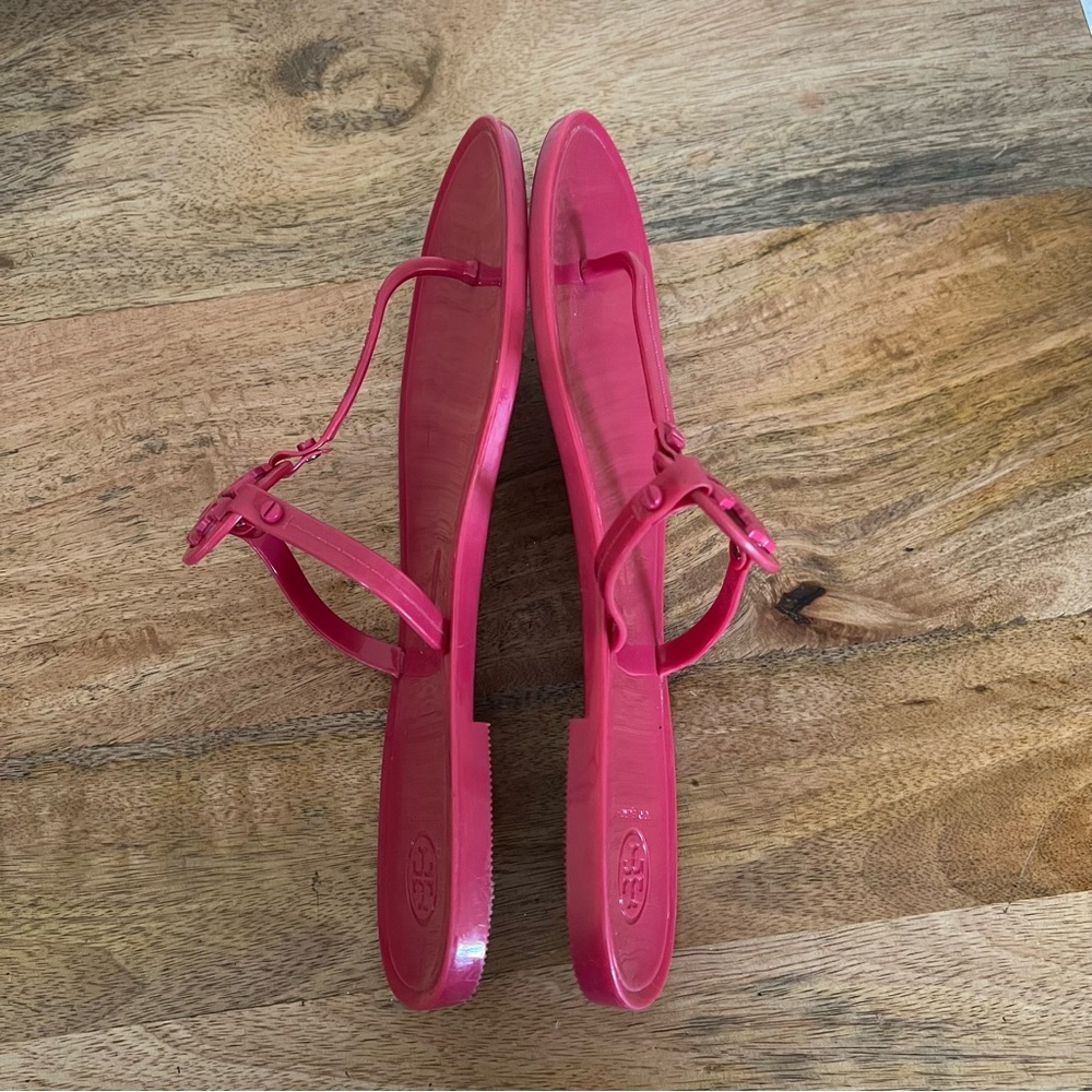 TORY BURCH MINI MILLER JELLY THONG PINK SANDAL SIZE 10 - Picture 6 of 12